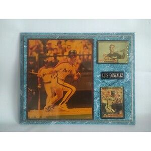 Signed Luis Gonzalez. Picture With 2 Cards Plaque, Astros Houston 15", 12"